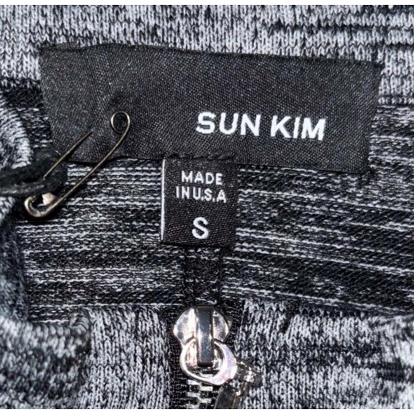 SUN KIM Minna Sweater Dress Oversized Full Zip Heathered Black Grey Size Small - Picture 3 of 8